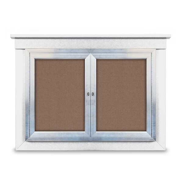48"x36" 2-Door Enclosed Letterboard, Header, White Vinyl/Walnut
